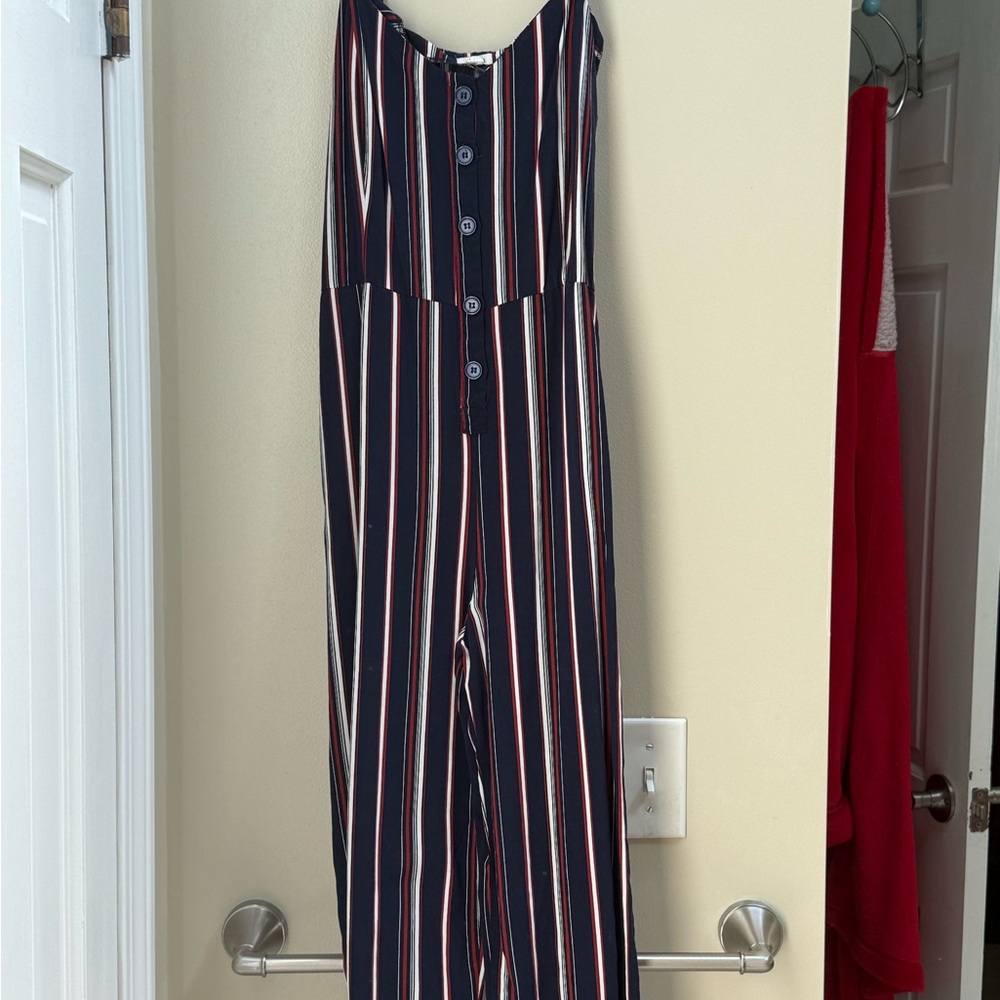 Striped Navy Jumpsuit